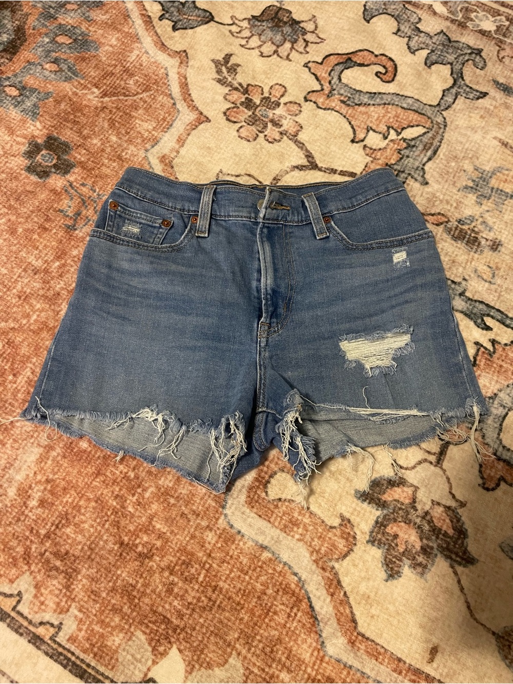Levi's Blue Distressed Cutoff Denim Shorts